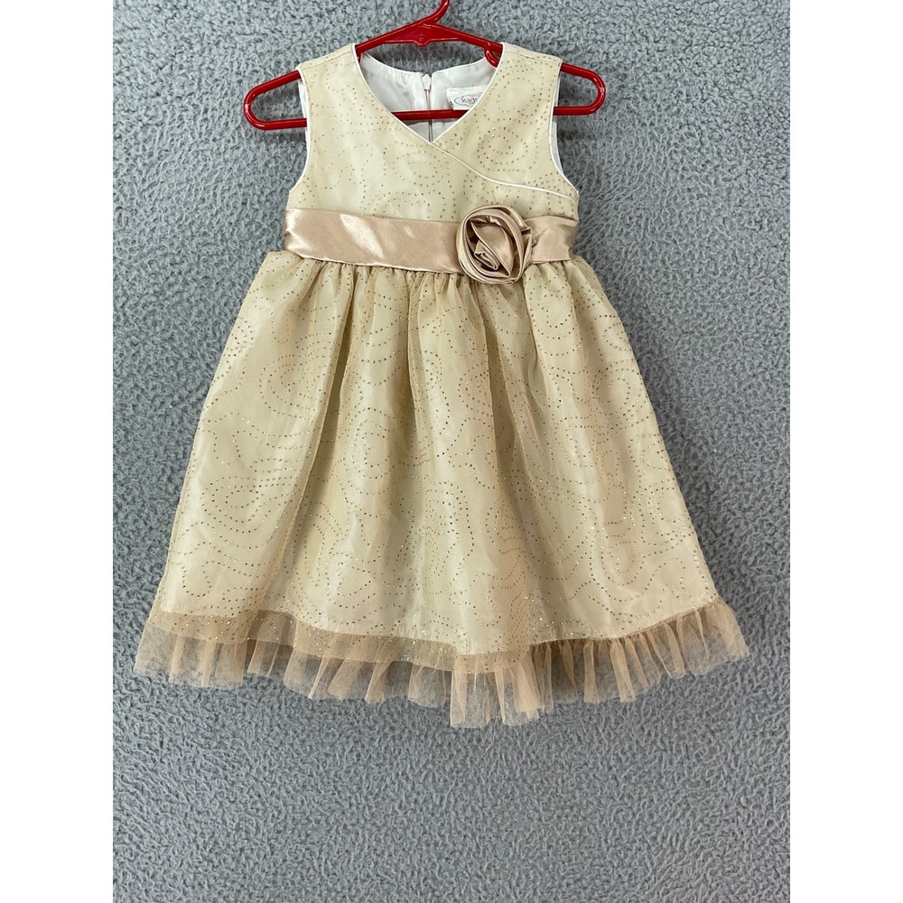Kidture Collection Party Dress Kids 2T Ivory Gold Glitter Tulle Ruffle Excellent
